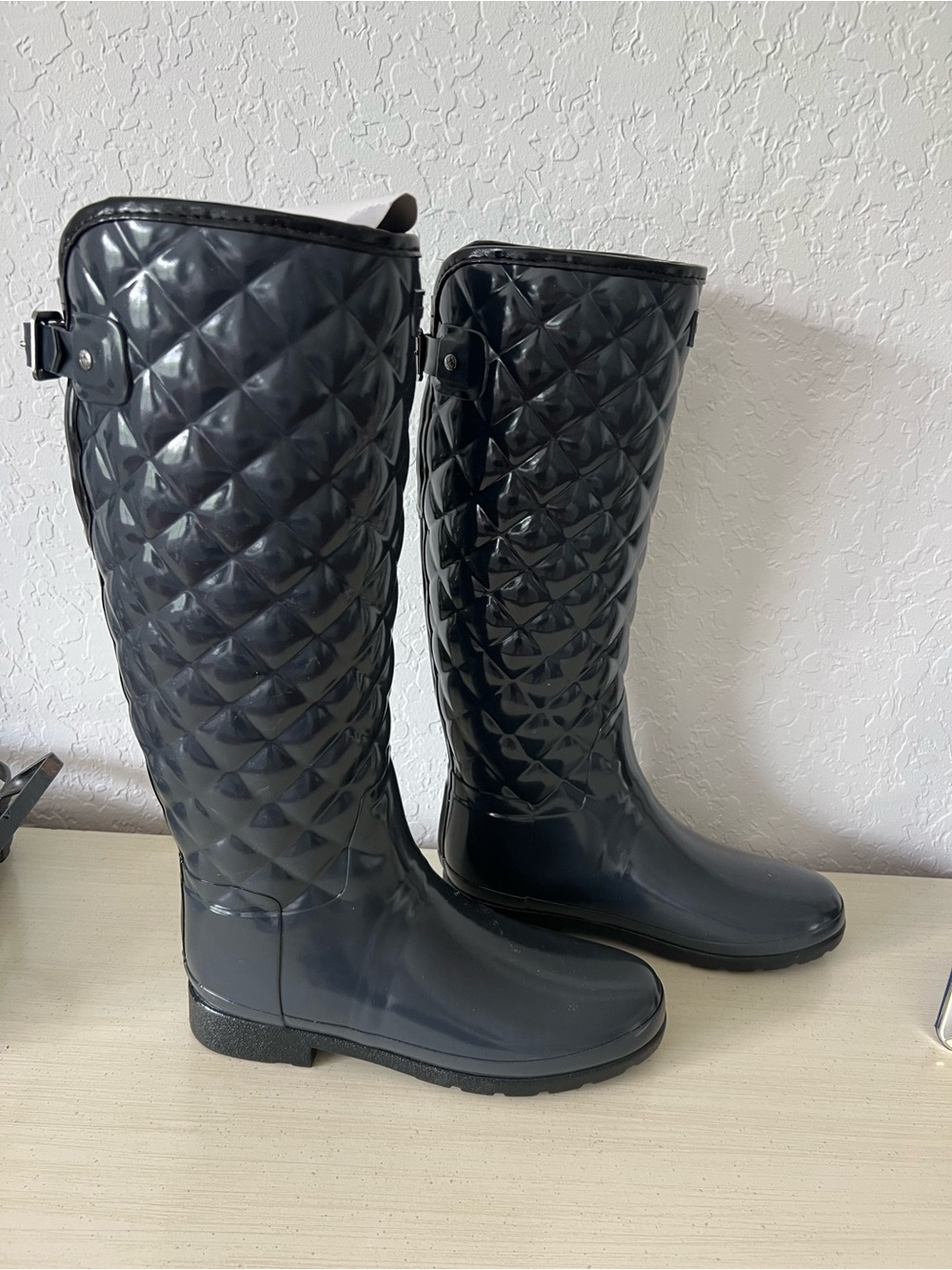 Hunter Quilted Tall Rain Boots - slate gray